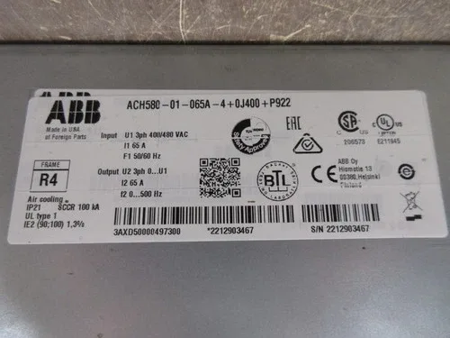 ABB ACH580 AC Drive ACH580-01-065A-4+0J400+P922 50HP 3Ph with Keypad 4
