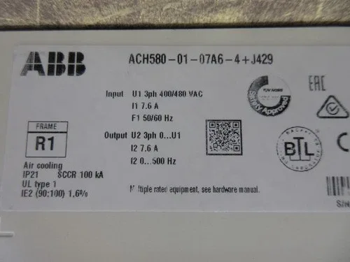 ABB ACH580 AC Drive ACH580-01-07A6-4+J429 5HP 3Ph with Keypad 4