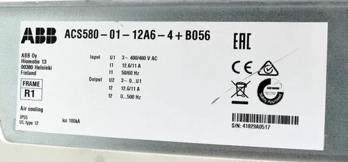 ABB ACH580 Frequency Inverter 5.5kW/7.5hp V2.06.0.2 ACH580-01-12A6-4+B056 2