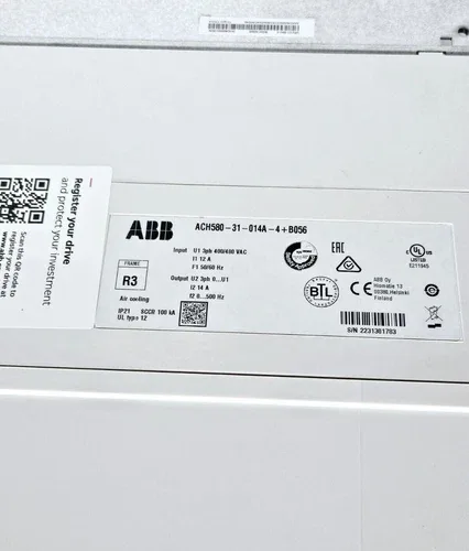 ABB ACH580-31-014A-4+B056 LV AC ULTRA LOW HARMOIC WALL MOUNTED DRIVE 3