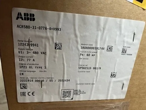 ABB ACH580-31-077A-4 VFD 60HP 77A 480V Ultra-Low Harmonic Drive HVAC 4