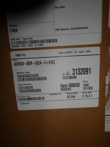 ABB HVAC Drive ACH580-BDR-052A-4+K452 40HP 480V 4