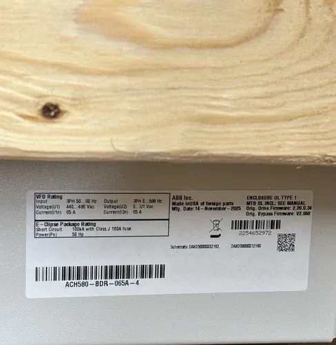 ABB ACH580-BDR-065A-4 50HP @ 480VAC BYPASS Variable Frequency Drive 4