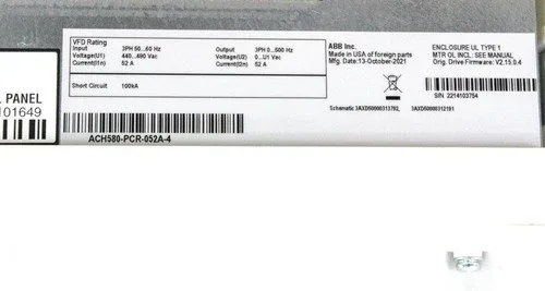 ABB ACH580-PCR-052A-4 VFD Circuit Breaker 40HP HVAC Drive 460V 52A (3378670) 4