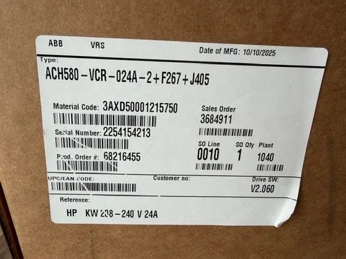 ABB ACH580-VCR-024A-2+F267+J405 7.5 HP 3PH 24A 240 VAC 50/60 HZ AC DRIVE 3