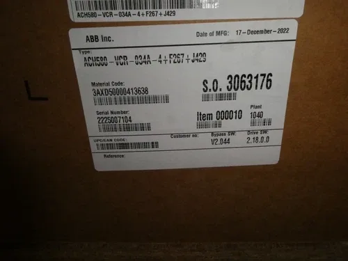 ABB ACH580-VCR-034A-4+F267+J429 25HP 480V 34.0A VT N1 3