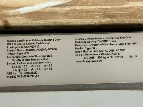 ABB ACH580-VCR-06A6-2 +F267 E-Clipse Package 1.5HP 100kA 3PH 3