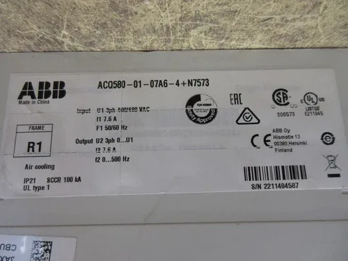 ABB Aqua AC Drive ACQ580-01-07A6-4+N7573 5HP 3Ph with Keypad 4