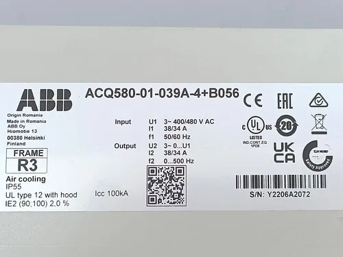ABB 3AXD50000039047 LV Drive 18.5kW ACQ580-01-039A-4+B056 3