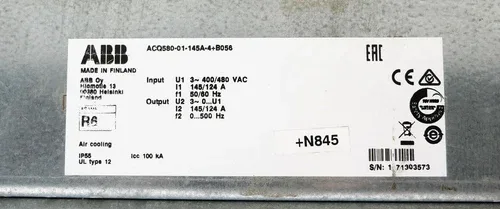 ABB ACQ580-01-145A-4+B056+N845 Frequency Inverter 75kW SW 2.01.1.100.12 2