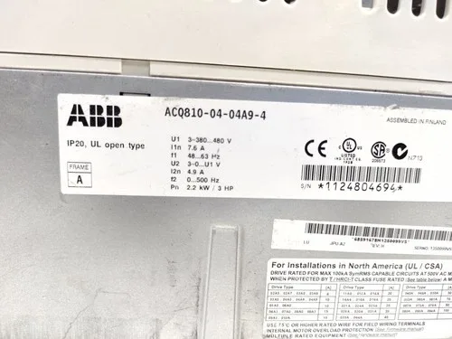 ABB ACQ810-04-04A9-4 INVERTER AC DRIVE 3