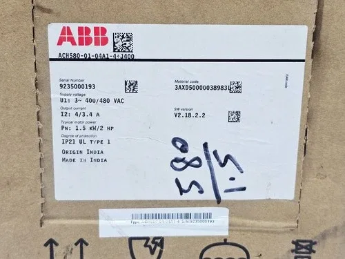ABB ACH580 ACH580-01-04A1-4+J400 1.5KW 2HP HVAC FREQUENCY DRIVE (1 4