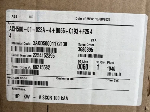 ABB ACH580-01-023A-4+B066+C193+F254 AC VARIALBLE FREQUENCY DRIVE 23HP 15AMP 480V 4