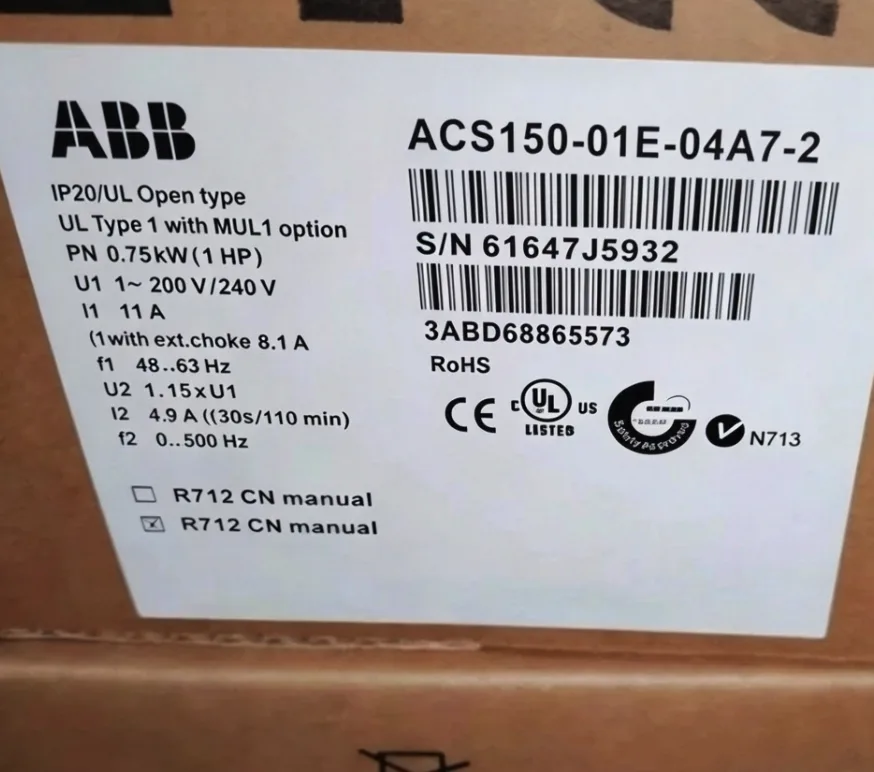 ABB ACS150-01E-04A7-2 Inverter AC200V ~ 240V 0.75KW 3
