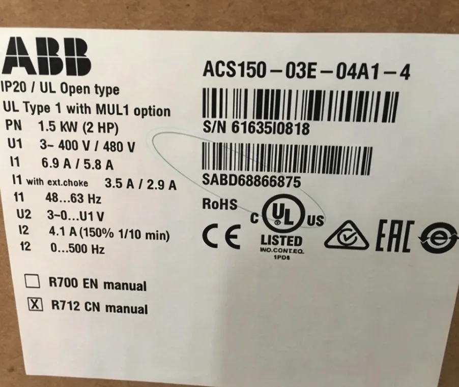 ABB ACS150 ACS150-03E-04A1-4 1.5KW Inverter 4