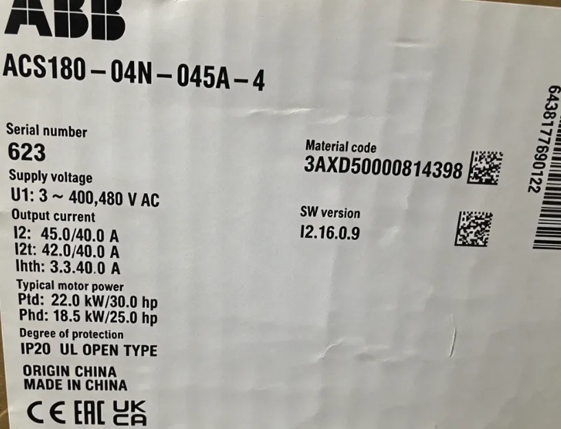 ABB Inverter ACS180-04N-045A-4 22KW 2
