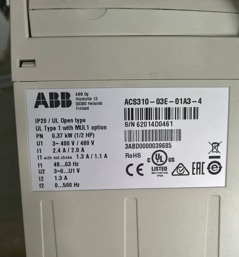 ABB Inverter ACS310 ACS310-03E-01A3-4 380V 0.37KW 5