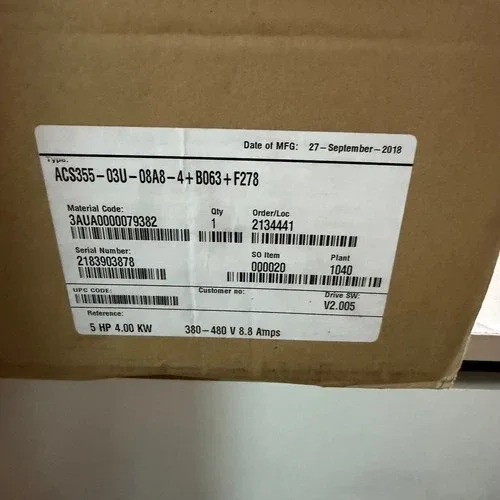 ABB ACS355-03U-08A8-4+B063+F278 Wall Mount 4 kW 5 HP IP66 NEMA 4X Inverter 3