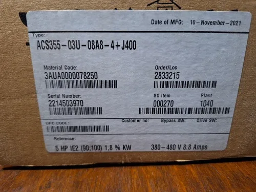ABB AC Drive with screen ACS355-03U-0848-4+J400 Unopened