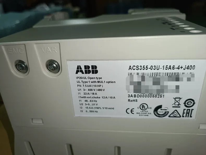 ABB ACS355-03U-15A6-4+J400 AC VFD Drive 380-480V 3