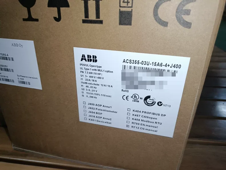 ABB ACS355-03U-15A6-4+J400 AC VFD Drive 380-480V 6