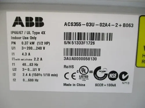 ABB ACS355-03U-2+B063 200-240V 4.3A 3