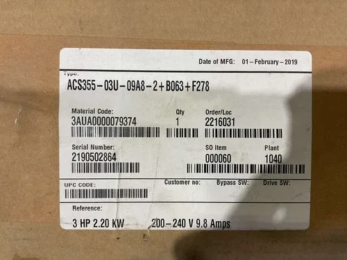 ABB Model ACS355-09A8-2+BO63+F278 Frequency Drive EE2304 4