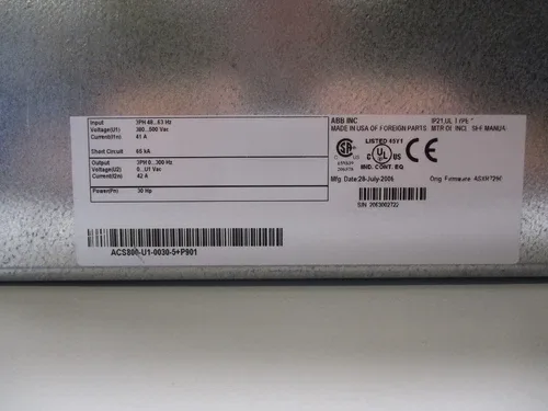 ABB ACS800-0030-5+P901 380-500V 30HP 42A VFD 4