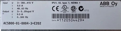 ABB ACS800-01-0004-3+E202 Inverter 3x380 415V 6.5A +CDP312R Panel 2