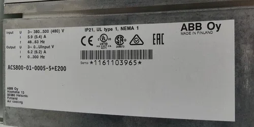 ABB Oy Frequency Inverter ACS800-01-0005-5+E200 3