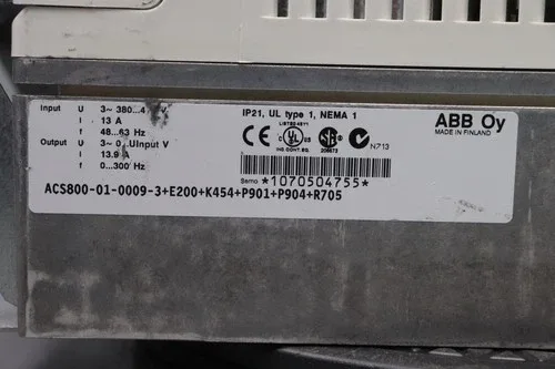 ABB Acs800-01-0009-3+E200+K454+P901+P904+R705 +Control Panel Cdp312r 2