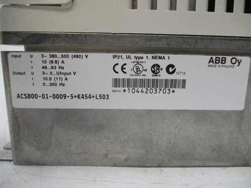 ABB ACS800-01-0009-5+K454+L503 380-500V 10A 3