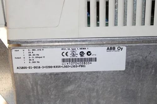 ABB ACS800-01-0016-3+E200+K454+L502+L503+P901 Drive 25A 4