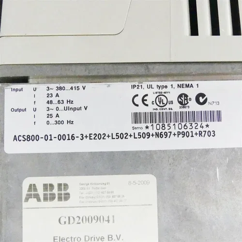 ABB ACS800-01-0016-3+E202+L502+L509+N697+P901+R703 Frequency Inverter 4