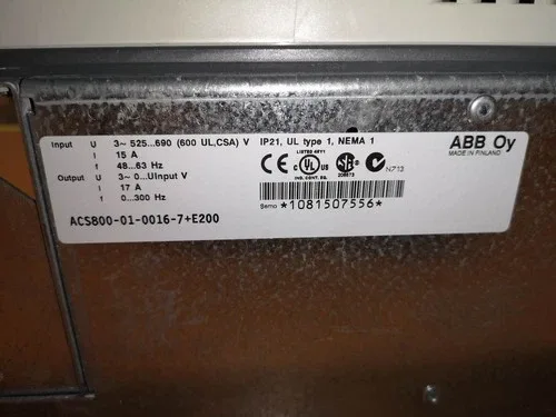 ABB ACS800 VFD Inverter ACS800-01-0016-7+E200 11kW 15HP 690V IP21 3