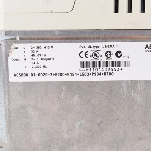 ABB ACS800-01-0020-3+E200+K454+L503+P904+R700 Frequency Drive 2