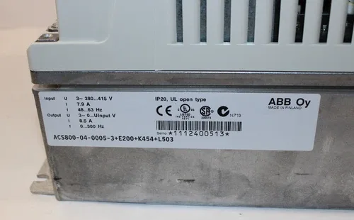 ABB ACS800-04-0005-3+E200+K454+L503 Drive 8.5A 3