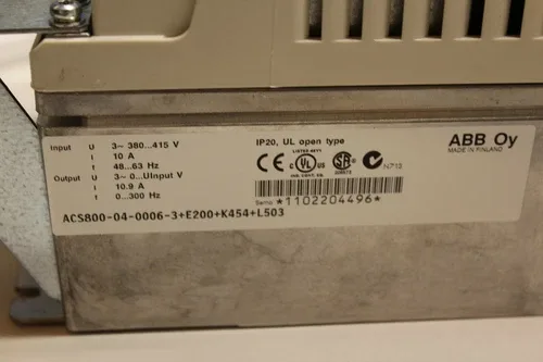 ABB ACS800-04-0006-3+E200+K454+L503 Drive 10 9A 2