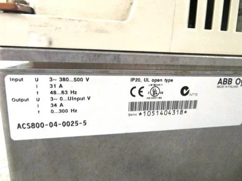 ABB ACS800-04-0025-5 25HP AC VS Drive 480V 34A 25 HP 18.5kW Hz Converter Oy 2