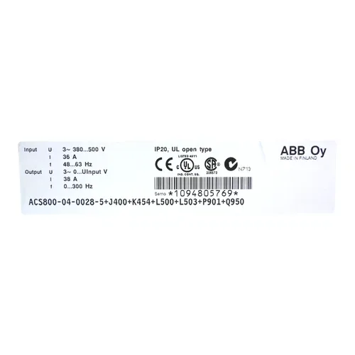 ABB ACS800-04-0028-5+J400+K454+L500+L503+P901+Q950 Frequency Inverter 38A 2