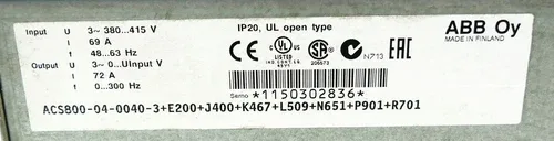 ABB ACS800-04-0040-3+E200+J400+K467+L509+N651+P901+R701 37kW Inverter 2
