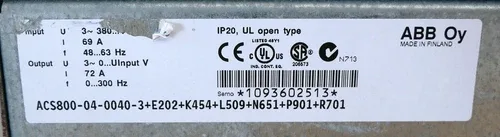 ABB ACS800-04-0040-3+E202+K454+L509+N651+P901+R701 37kW Frequency Inverter 2