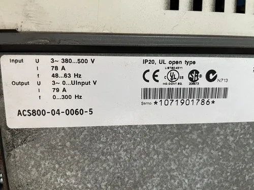 ABB ACS800-04-0060-5 60HP AC VS Drive 480V 79A 60 HP ACS-800 ACS8000400605 2