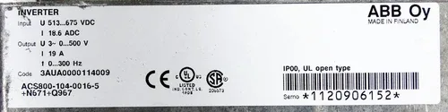 ABB Oy ACS800-104-0016-5+N671+Q967 19A Inverter +RETA-02 +RDCO-02C 3