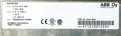 ABB Oy ACS800-104-0025-5+N671+Q967 34A Inverter +RETA-02 +RDCO-02C 3