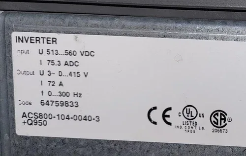 ABB Oy ACS800-104-0040-3 37kW DC input 2