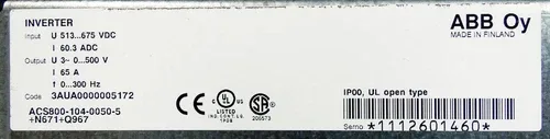 ABB Oy ACS800-104-0050-5+N671+Q967 65A  CDP312R Panel +RETA-02 +RDCO-02C 2