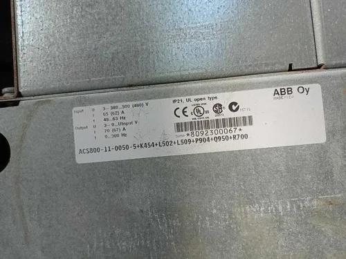 ABB ACS800-11-0050-5+K454+L502+P904+Q950+R700 Drive ACS8001100505K454L502P904 2