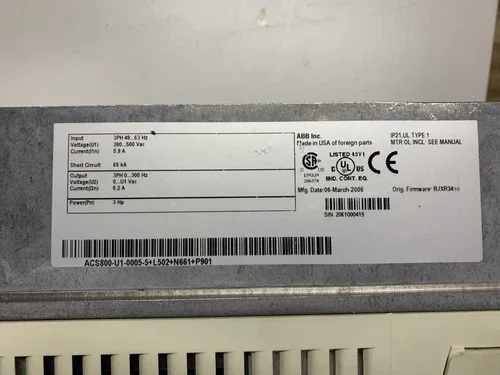 ABB ACS800-ITTU1-0005-5+L502+N661+P901 PUMPSTART 3 HP AC DRIVE W343 2