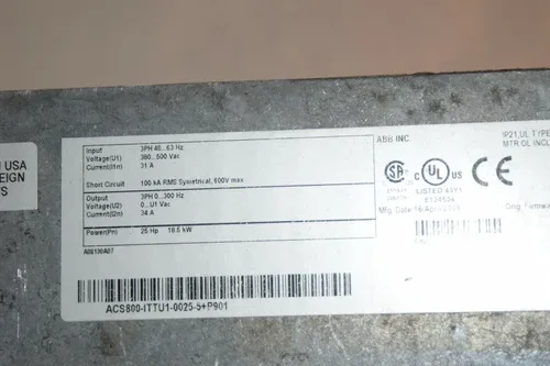 ABB 25HP VFD AC Drive 380-500v 3ph ACS800-ITTU1-0025-5+P901 ACS800 18.5 Kw 3